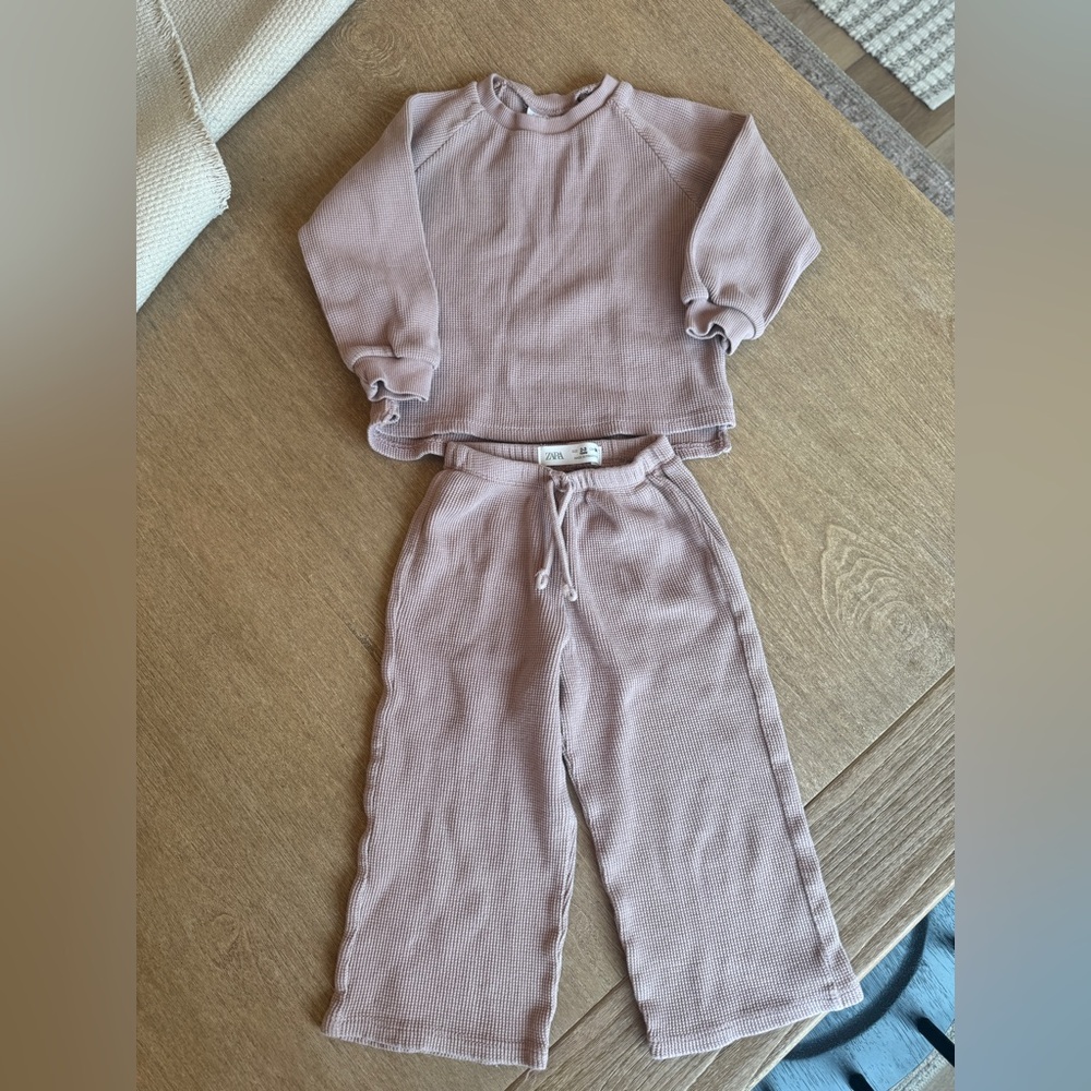 Zara toddler girl waffle knit set 2-3 years